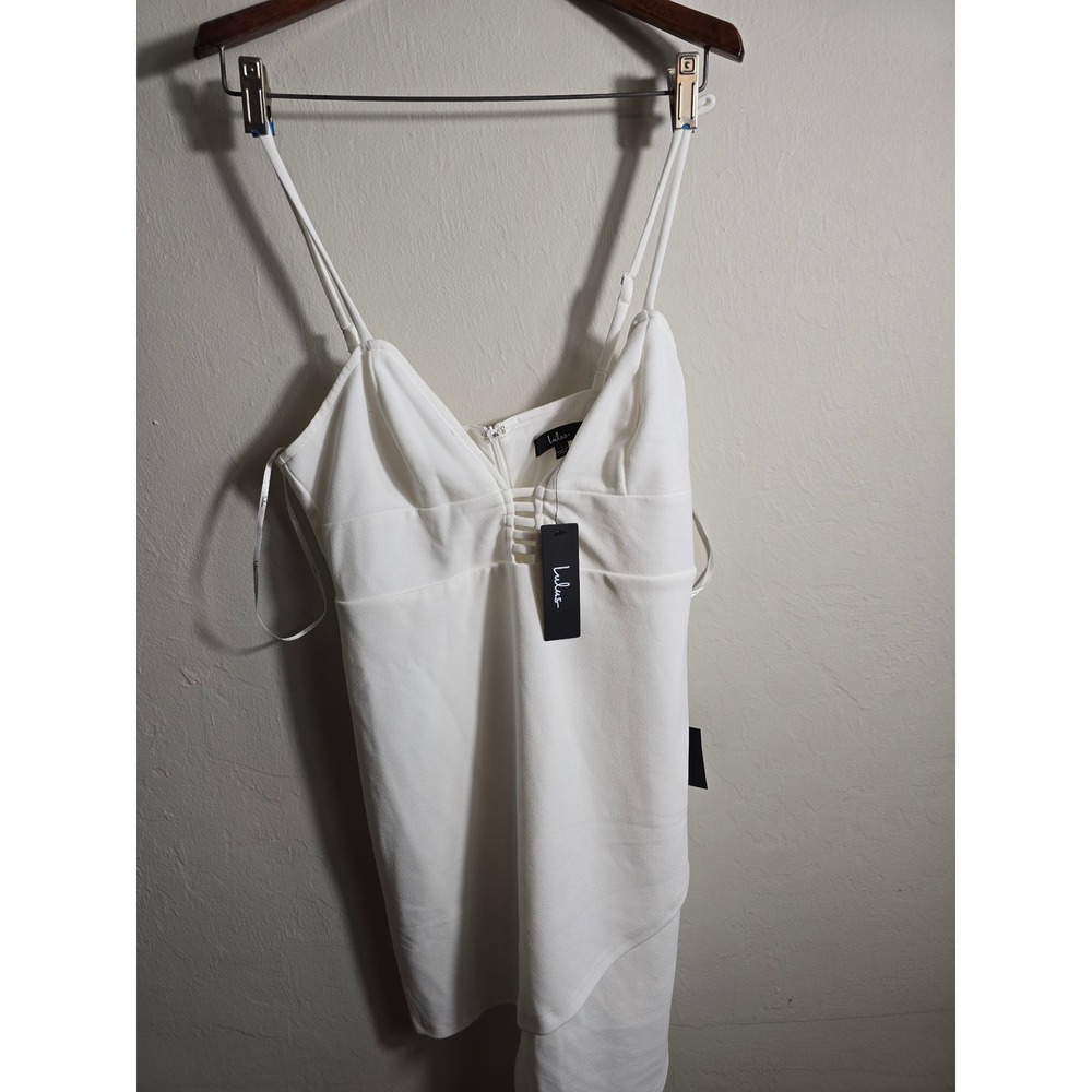 Lulus White Mini Dress Sleeveless Asymmetric Party Cocktail Size Large‎ NWT